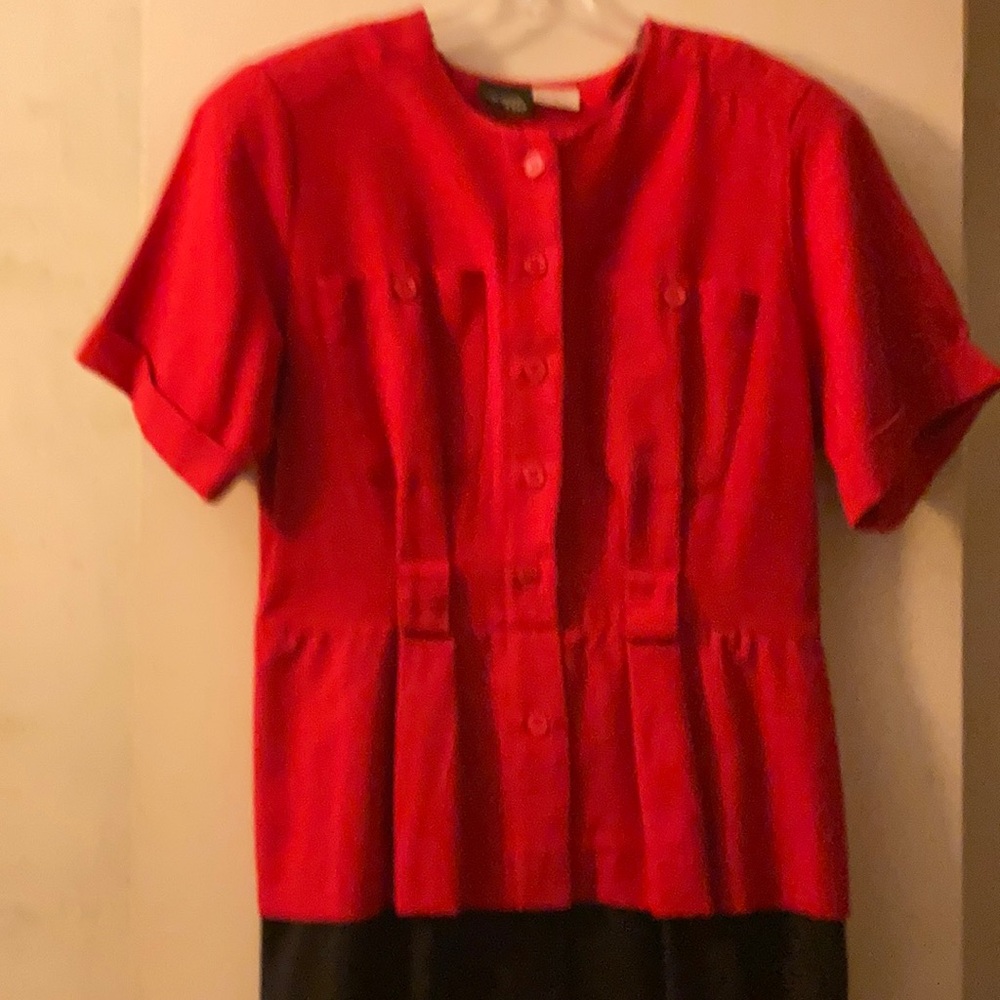 Vintage 80s Halmode Plus Red & Black Dress Size 14W